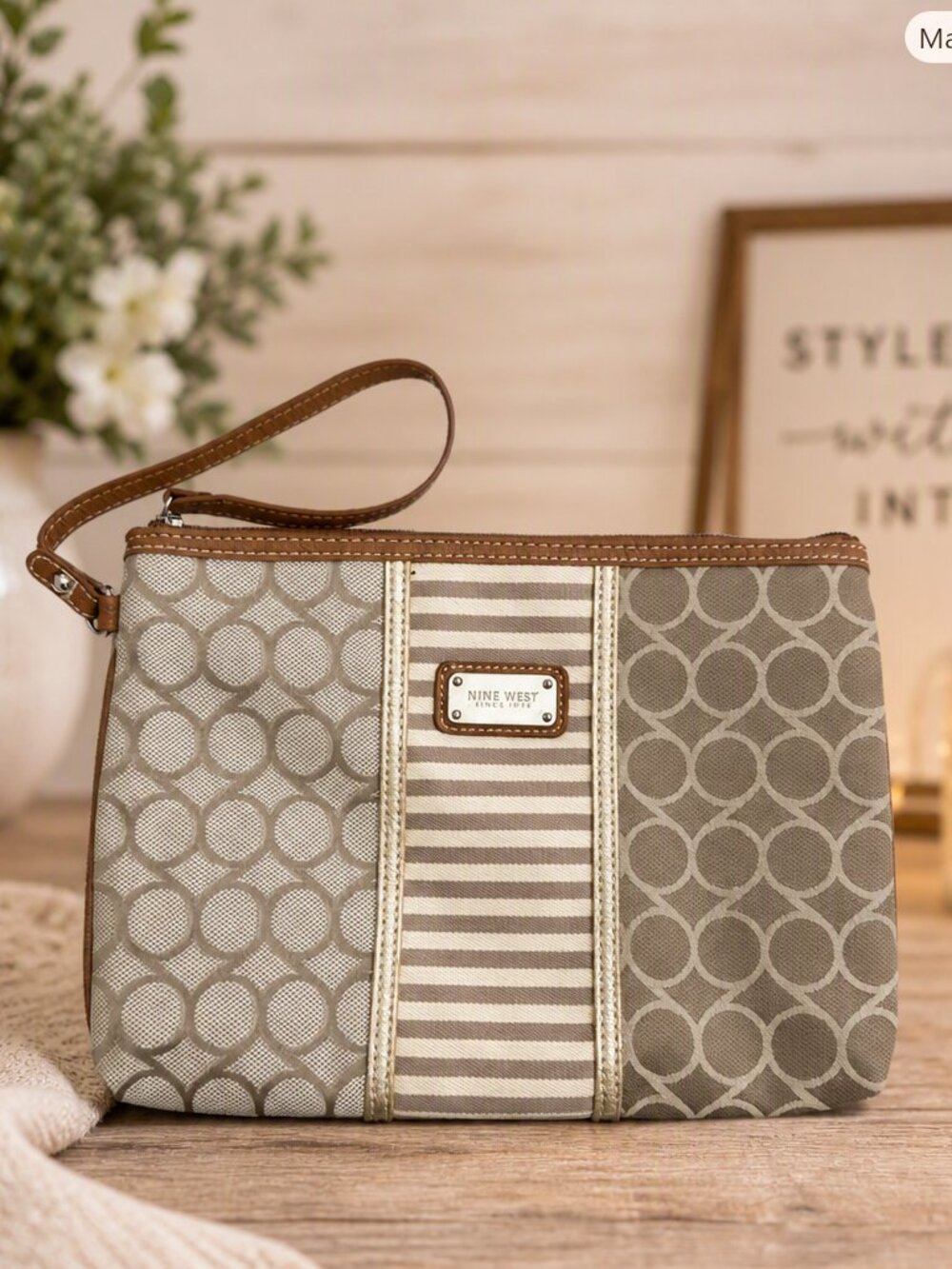 Nine West Large Canvas Wristlet NWOT
